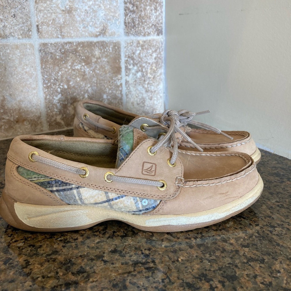 Sperry Top-Sider's Women's Blue Green Plaid Sequins Shoe Size 6